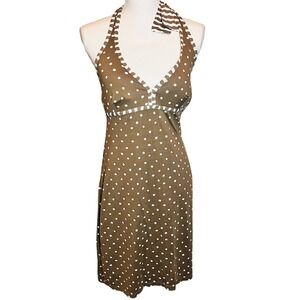 Tommy Bahama Brown Polka Dot Halter Mini Dress  Womens Small Vacation Beach Sexy